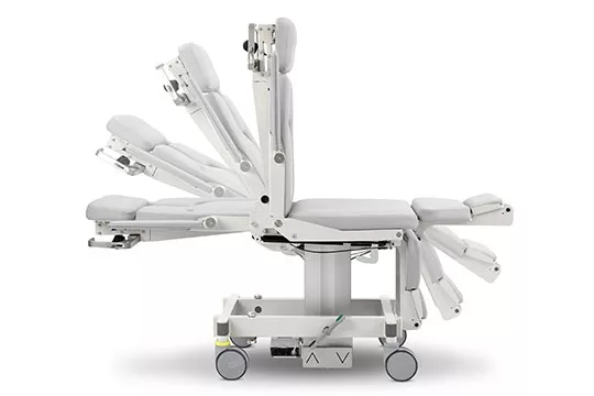 Multiple positioning biopsy chair on white background